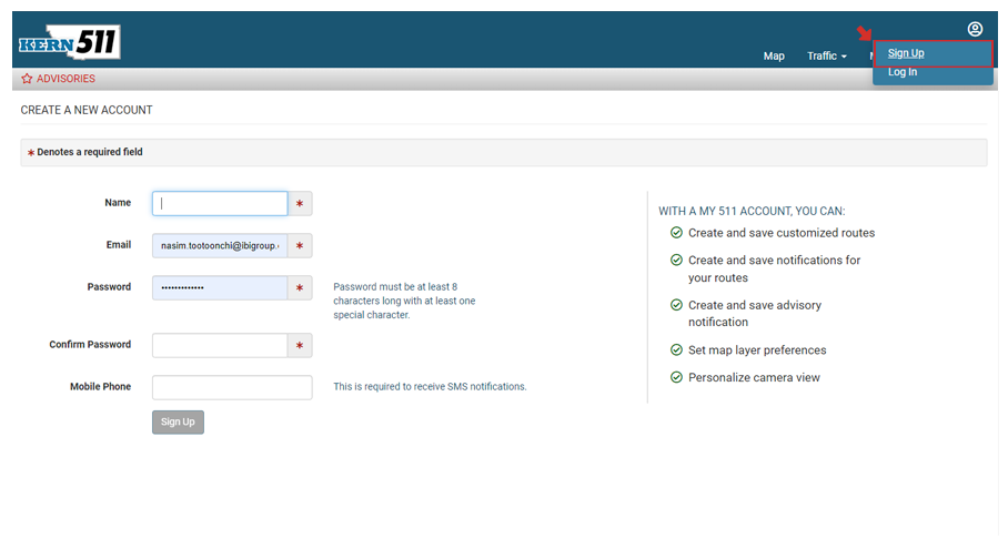 Signing up with NB511