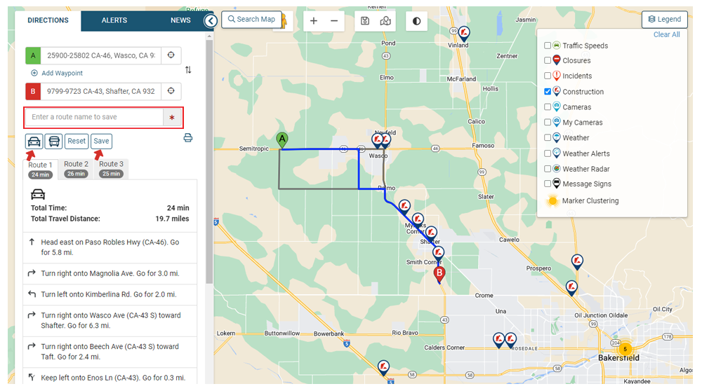 Creating and saving Route